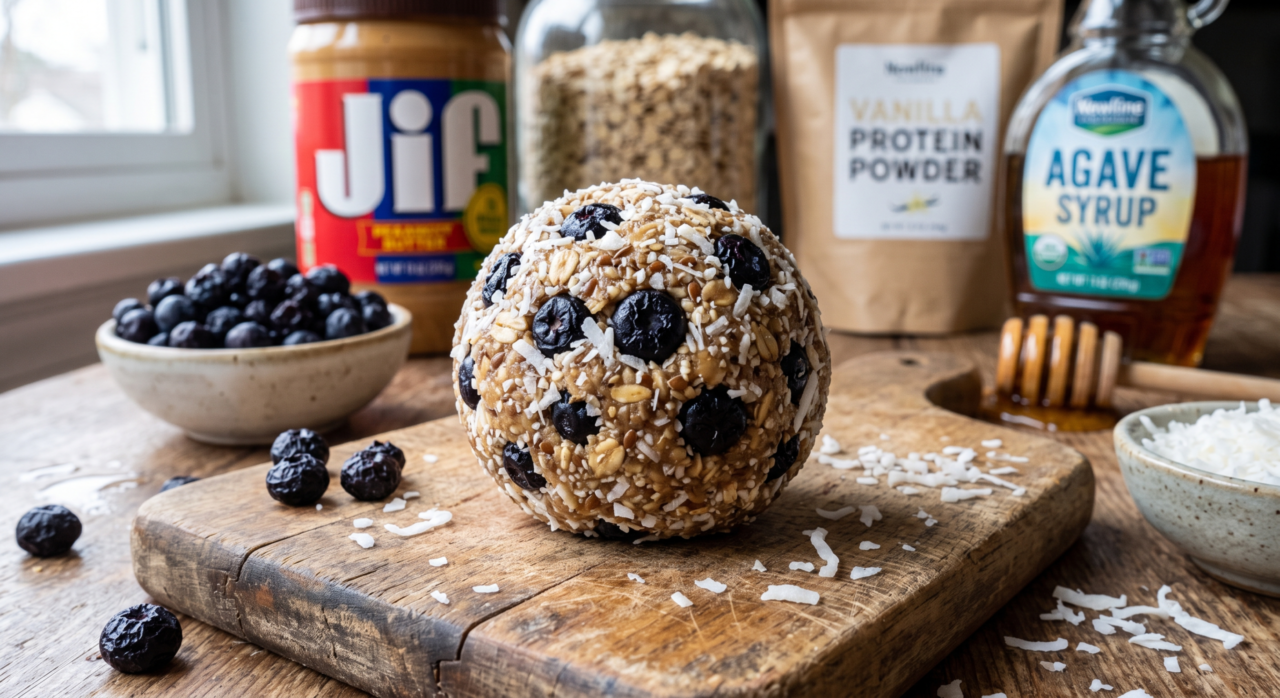Blueberry Coconut Protein Ball