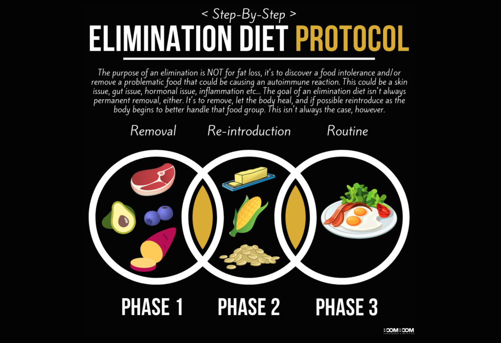 Elimination diet protocol infographic breakdown