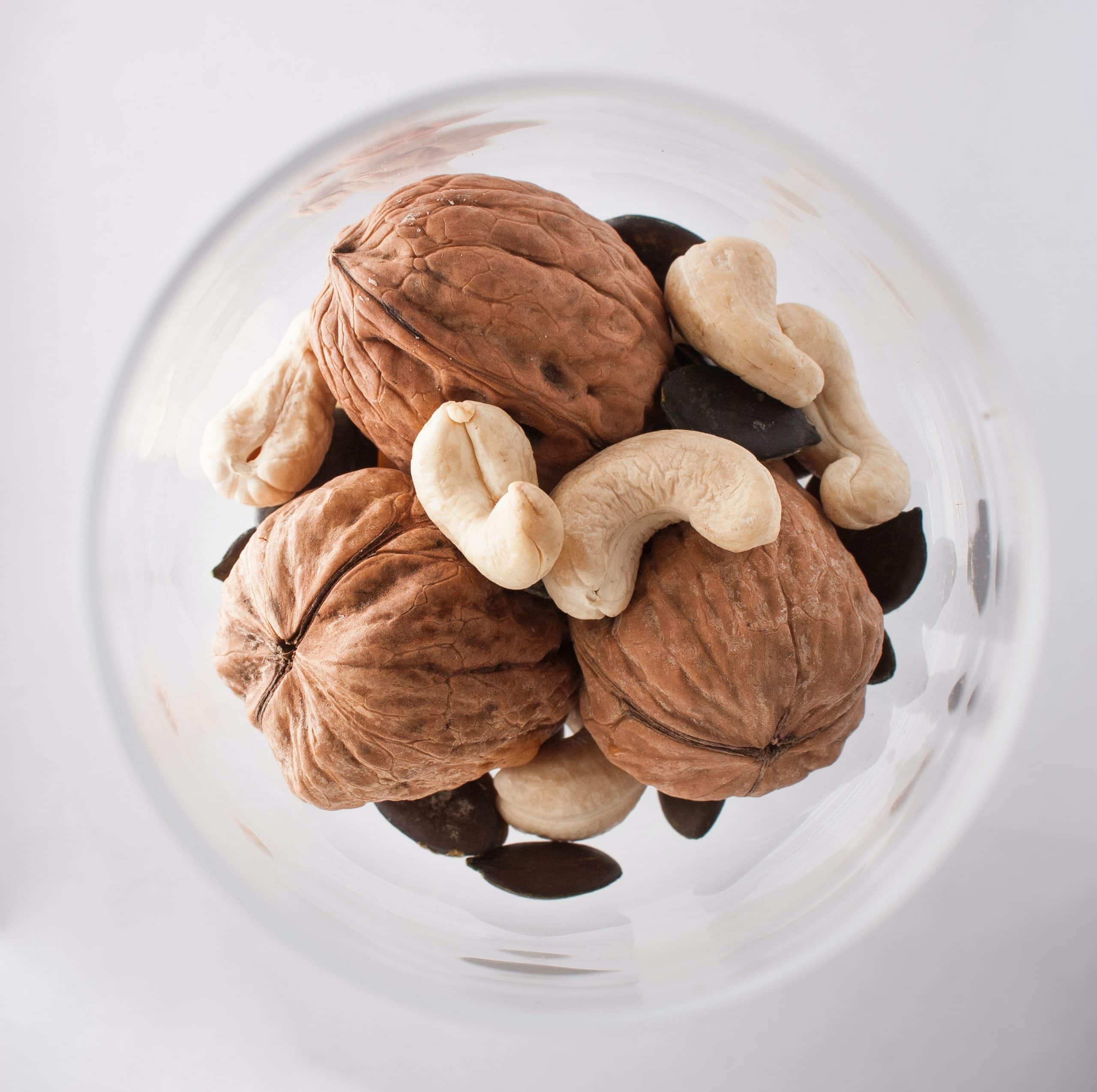 Bowl of mixed nuts; one of the foods that can naturally help increase testosterone levels.